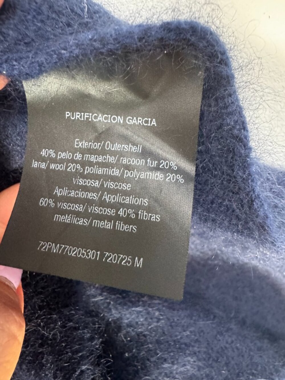 Purificacion Garcia Womens Poncho Layer Wool Sweater Blue Galaxy Detail - M - Picture 5 of 7
